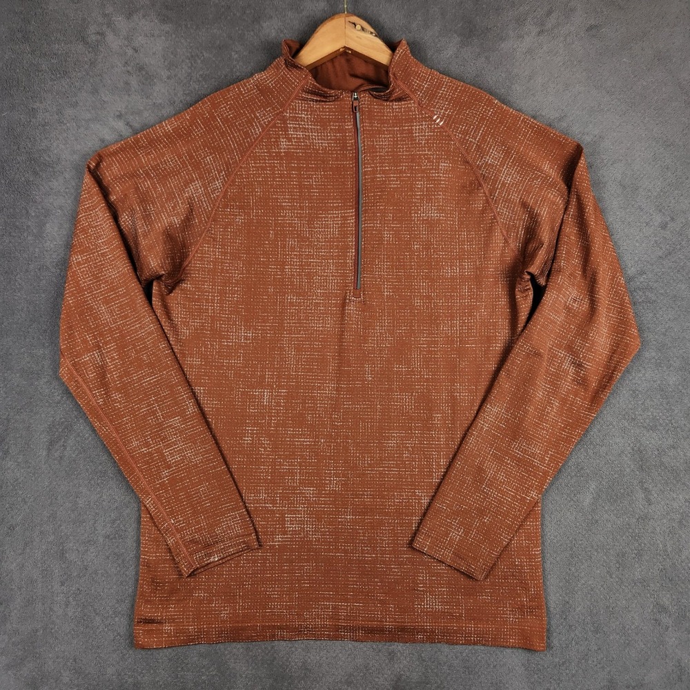 Lululemon Metal Vent Tech 1/2 Zip Mens Large Orange Long Sleeve Pullover Running
